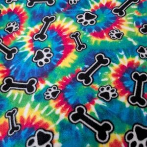 Hand Crafted Double Sided Anti Pill Fleece Tie-Dye Dog Bone Blanket